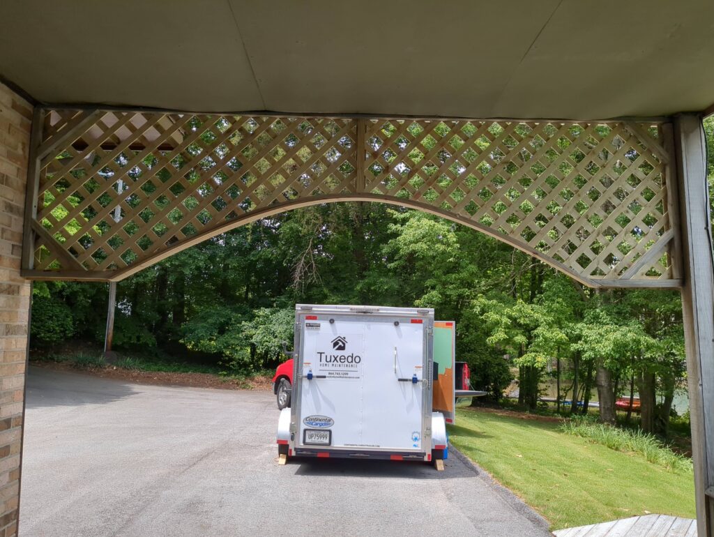 Lattice Arch Installation in Seneca — artistic woodwork